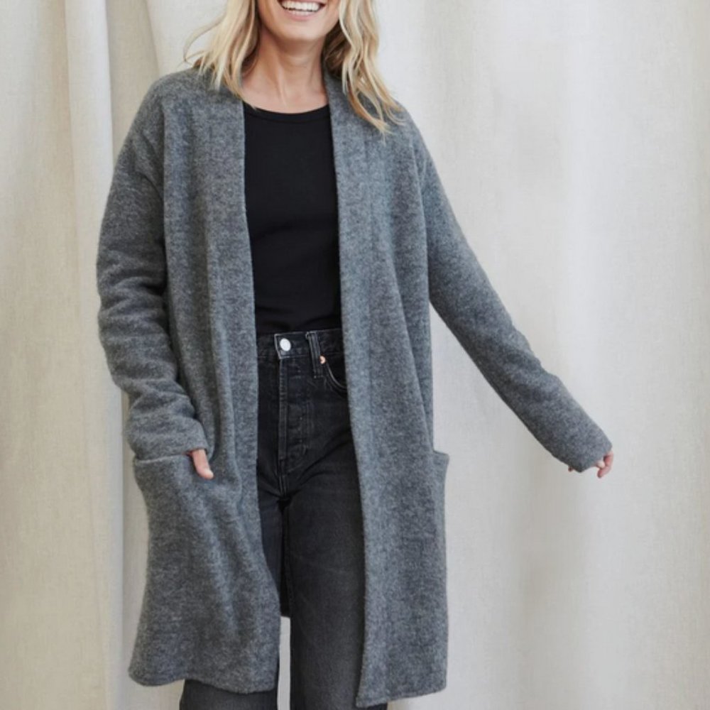 Jenni Kayne Charcoal Gray Cocoon Wool Alpaca Sweater Coat Size S